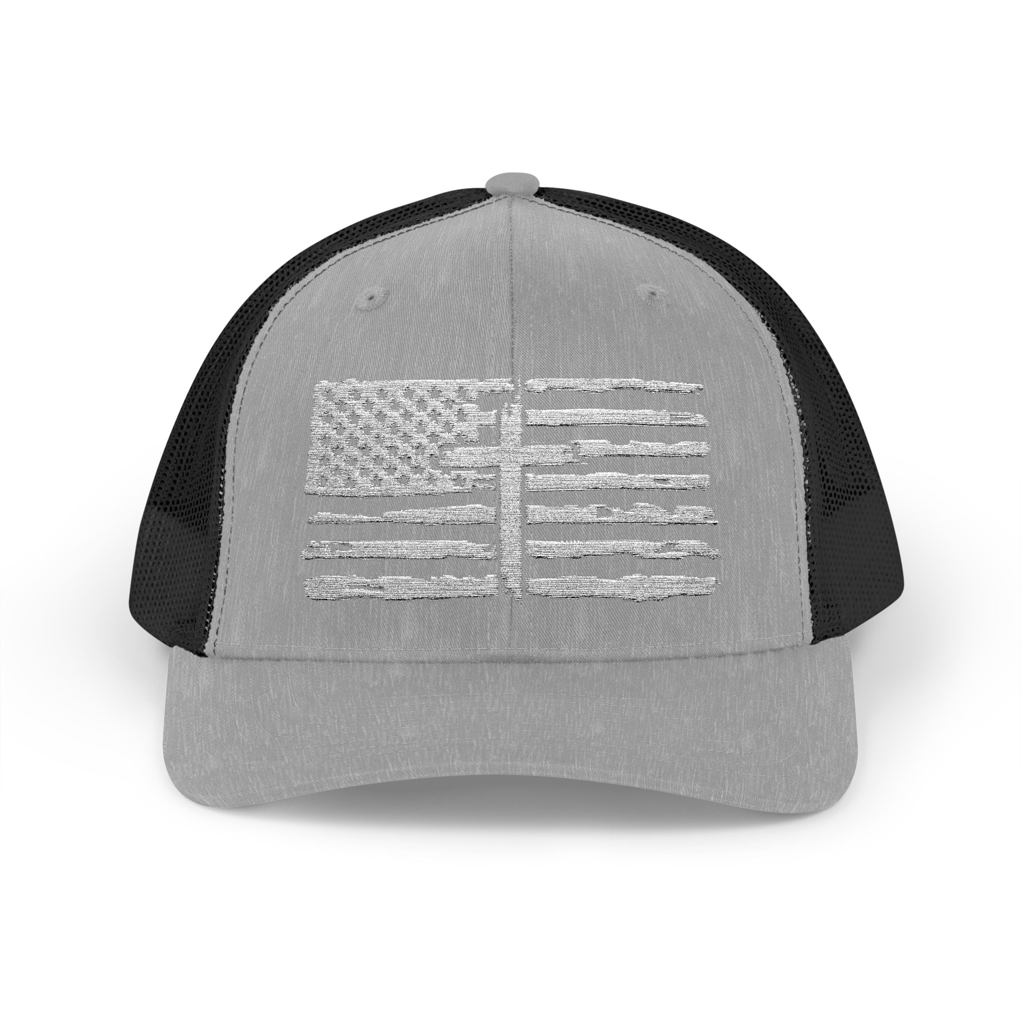 Embroidered American Flag and Cross Hat Trucker Cap Unisex