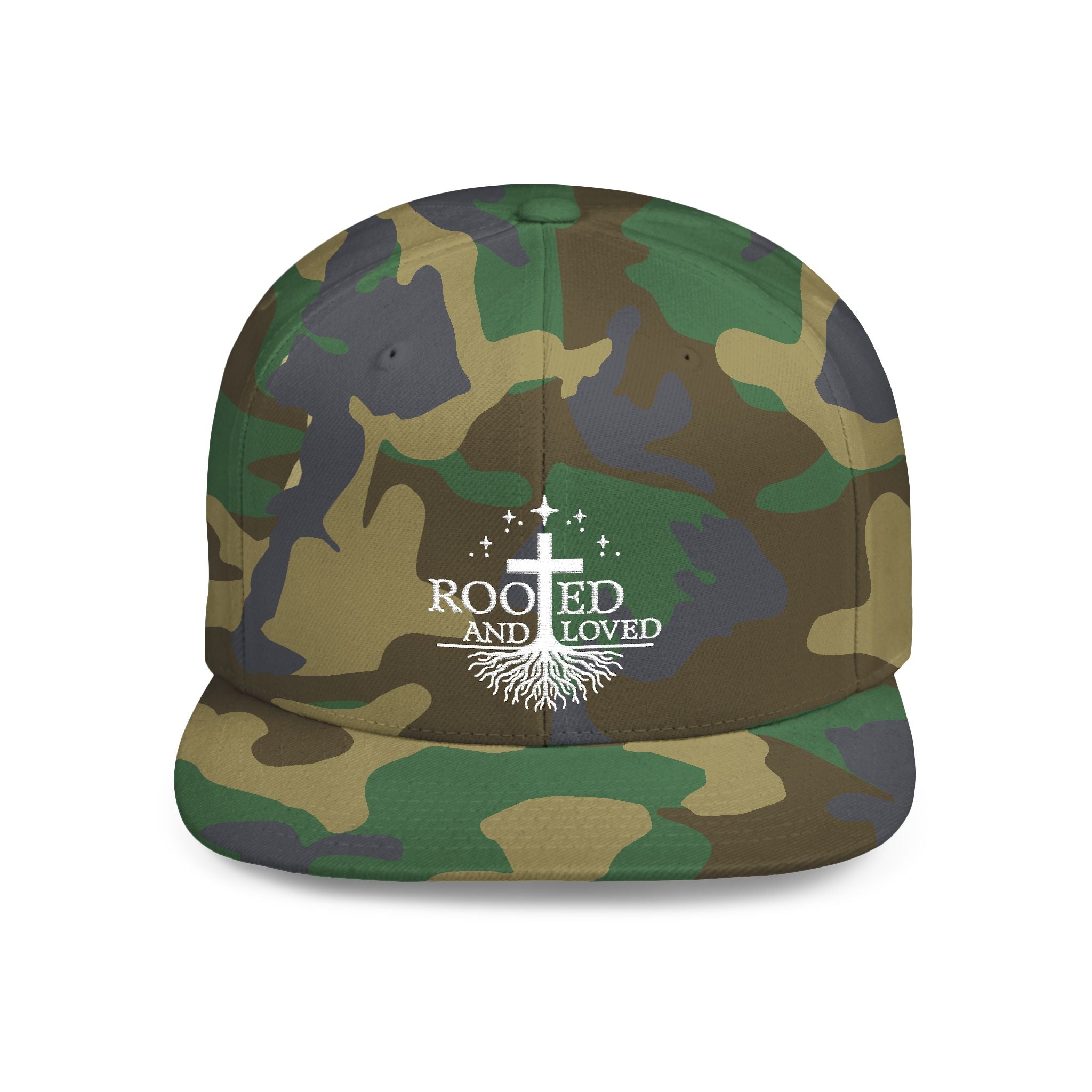 Rooted and Loved Flat Bill Snapback Hat