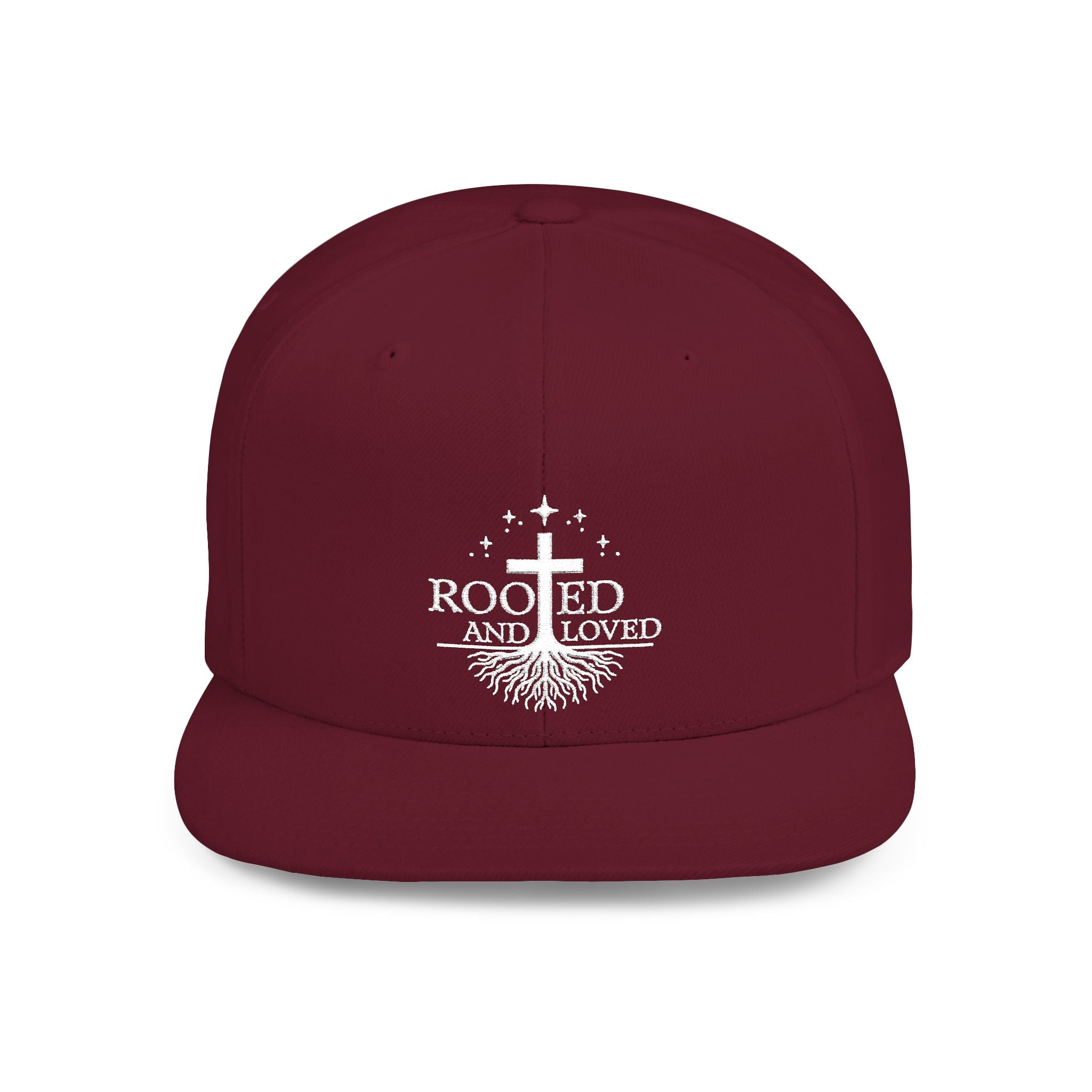 Rooted and Loved Flat Bill Snapback Hat